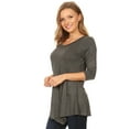 thumbnail image 3 of Women's Trendy Style 3/4 Sleeves Button Trim Solid Top, 3 of 4