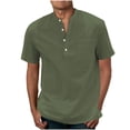 thumbnail image 1 of JUNWELL Men‘s Henley Shirt Solid Color Button Sport Shirt Round Neck Short Sleeve Tops with Pocket, 1 of 5