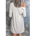 thumbnail image 2 of Women's White Solid Color Ribbed Button-Up Tunic Cardigan for Casual Elegance | [ZhiHiMeRi] | (US 16-18)XL, 2 of 11