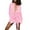 Pink, variant on IROINNID Women's V-Neck Solid Color Large Size Backless Long-sleeve Loose Shift Tiered Short Dress