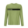 thumbnail image 3 of Zylanna Men's Long Sleeve T-Shirts, Stretchy Activewear Crew Neck Striped Casual Tops for Sport Green, 3 of 3