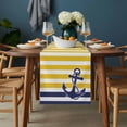 thumbnail image 2 of Yellow Striped Table Runner - 72 Inch Long, Kitchen Dining Table Runner Dresser Scarves, Navy Blue Nautical Anchor Geometric Farmhouse Decor for Coffee Tables Wedding Party Banquet, 2 of 8