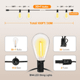 thumbnail image 3 of S14 LED 100ft Outdoor String Lights, 30+1 Shatterproof Waterproof Bulbs for Patio Cafe Bistro, 3 of 9