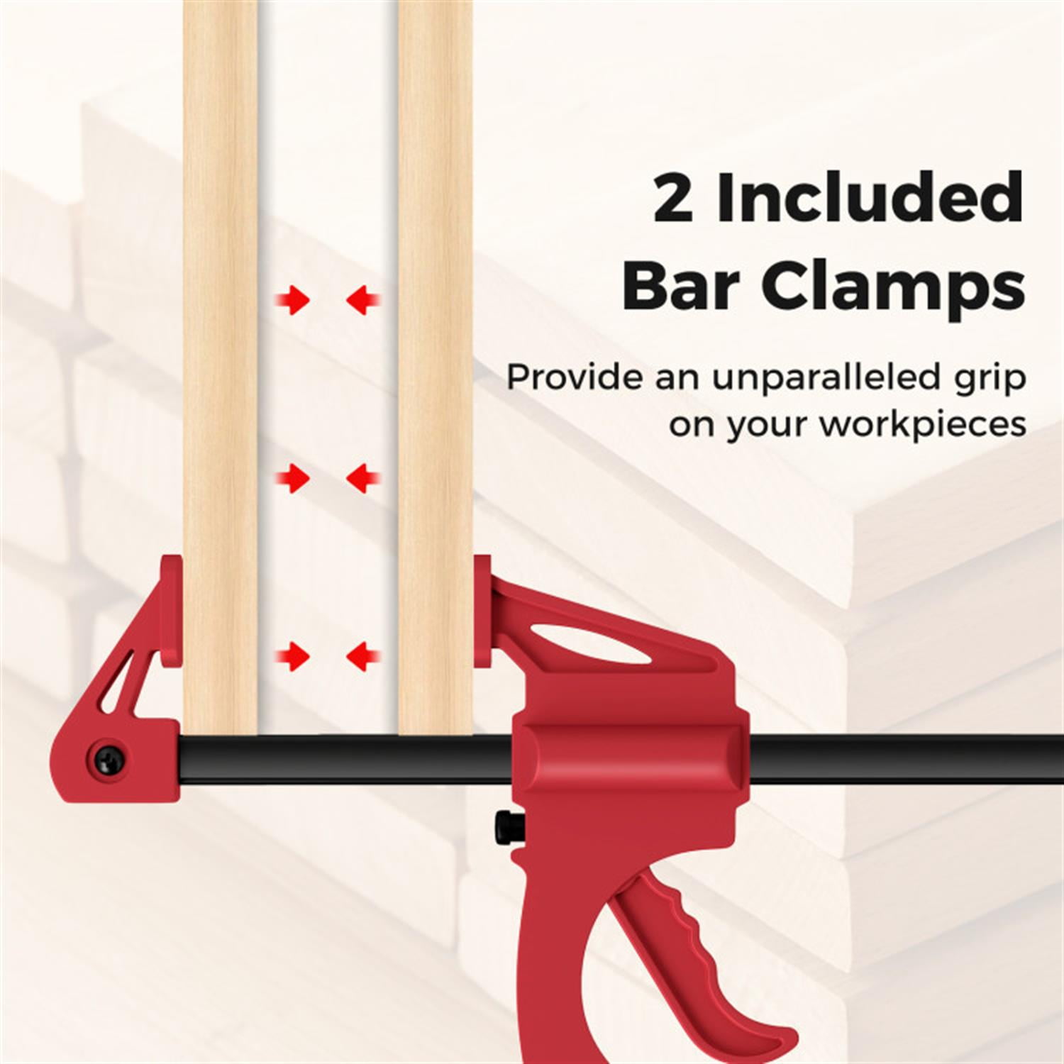 Demi Bonn 42" x 21" Welding Table with Adjustable Height and 2 Bar Clamps, Welding Tables for Shop, Silver
