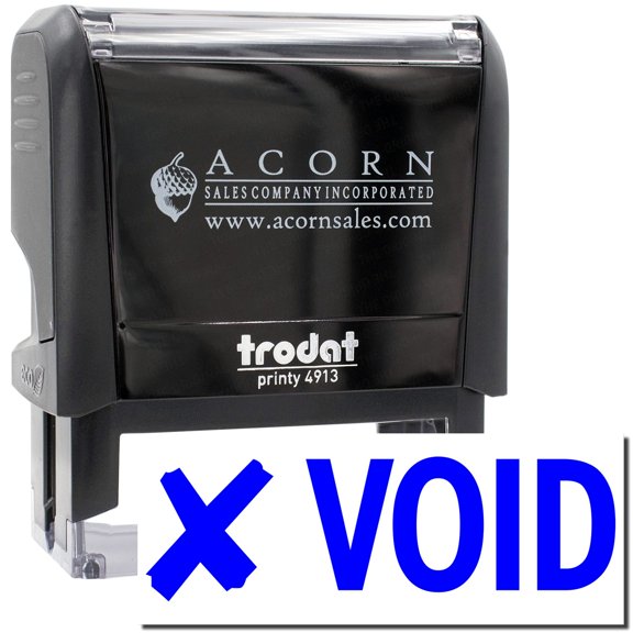 Large Self-Inking Void with X Stamp, Trodat Printy 4913, Press and Print Stamping, Impression Size 7/8" x 2-1/4", Up to 10,000 Impressions - Blue Ink