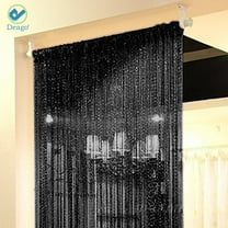 Deago Door String Curtain Flat Silver Ribbon Thread Fringe Window Panel Room Divider Strip Tassel for Wedding Cafe Home Décor (39"x78")