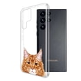 thumbnail image 2 of WIRESTER Transparent Soft Gel TPU Clear Case Slim Protective Cover for Samsung Galaxy S22 Ultra 6.8" 2022, Animal Ginger Orange Tabby Maine Coon Cat, 2 of 3