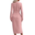 thumbnail image 4 of Women's Long Shirt Dress Mid Sleeve Button Casual Dresses Pink XXL, 4 of 9