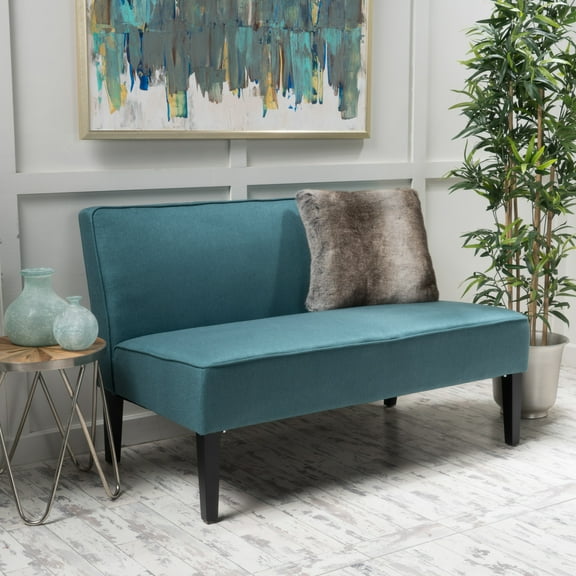 Noble House Dayton Fabric Armless Loveseat, Dark Teal