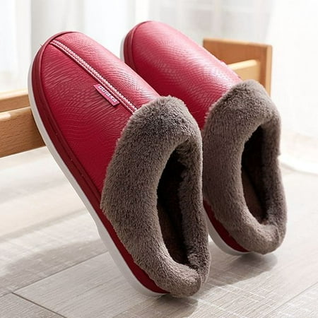 

QWZNDZGR Large Size 46-51 Men Concise Indoor Shoes Man Furry Mules Slippers Couple Shoes For Home Slides Male Winter Thick Plush Slippers