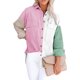 thumbnail image 1 of Minnieouse Abrigo de mujer Botón de bloque de color Camisa cálida Otoño Invierno Solapa de pana Prendas para la parte del cuerpo Blanco+Rosa XXL, 1 of 6