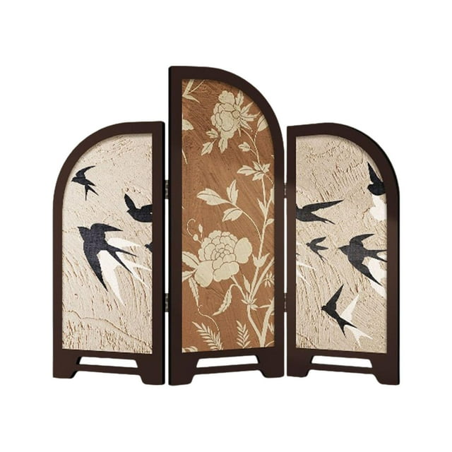 Biombo decorativo de mesa de 3 paneles con estética de arte chino clásico Estilo B