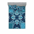 thumbnail image 2 of Navy Blue Bedding Set with Sheet & Covers, Floral Paisley Design Bohemian Style Vintage Flower Petal Pattern, Printed Bedroom Decor 2 Shams, 4 Sizes, Blue Navy Blue and White, by Ambesonne, 2 of 3