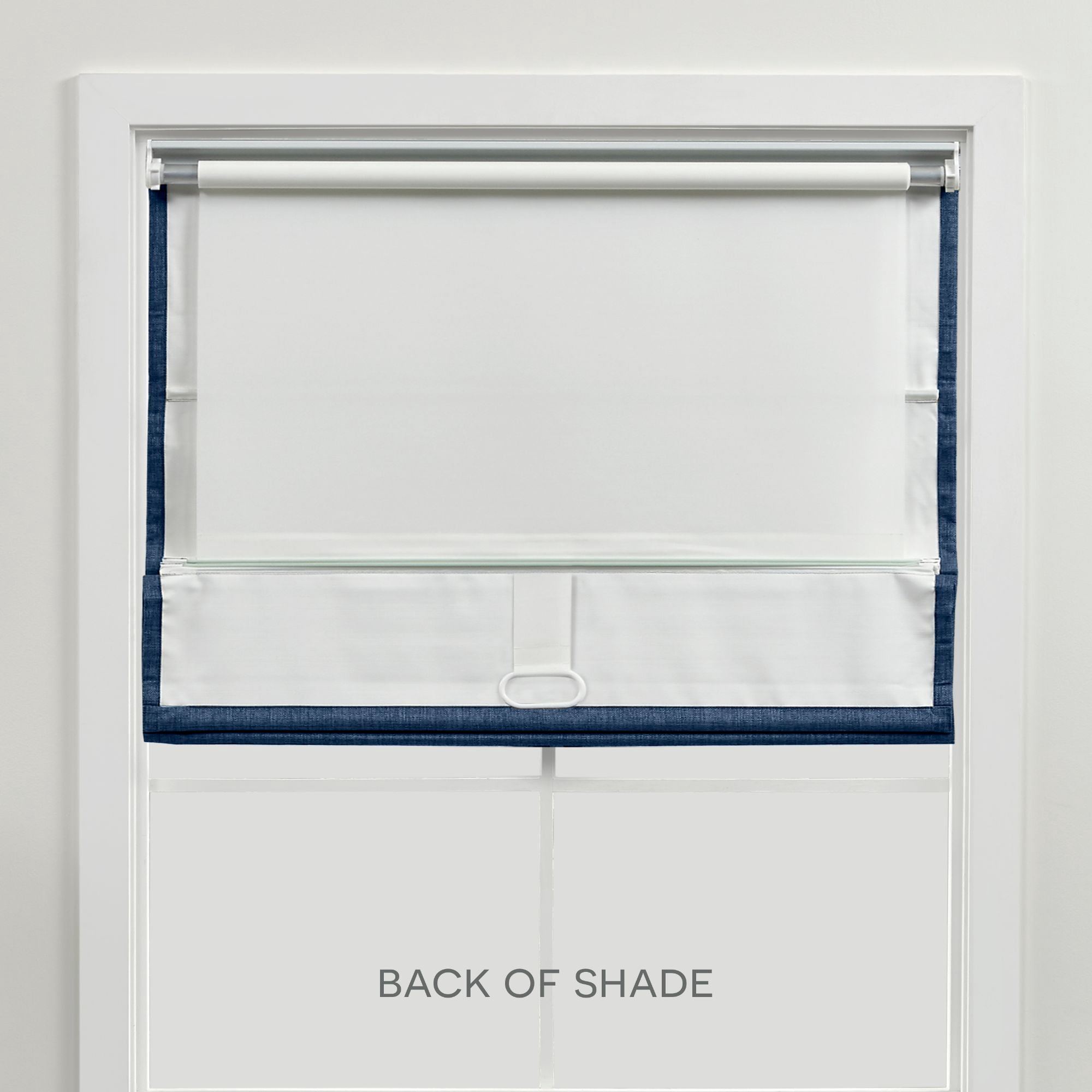 Exclusive Home Acadia 100% Blackout Roman Shade, 27"x64", Chambray Blue