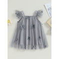 thumbnail image 2 of Raccmtaty Baby Girl Tulle Dress Fly Sleeve Square Neck Tutu Dress 3D Flower/Butterfly Party Dress, 2 of 9