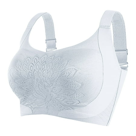 REORIAFEE Bras for Women Pack No Wire Gathered Together Bras Solid Adjustable Straps Brassiere Breathable Spaghetti Straps Comfy Corset Underwear Classic Comfortable Support Lingerie Gray XL