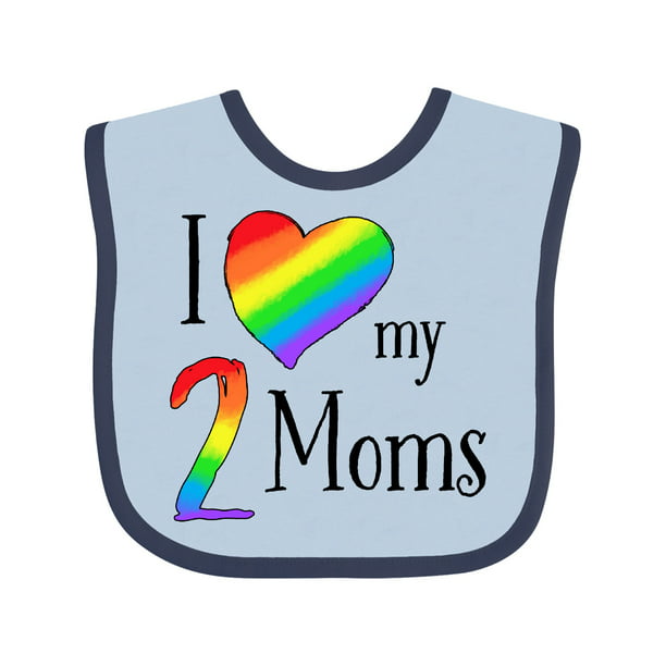 I Love my Two Moms- Pride Rainbow Heart Baby Bib - Walmart ...