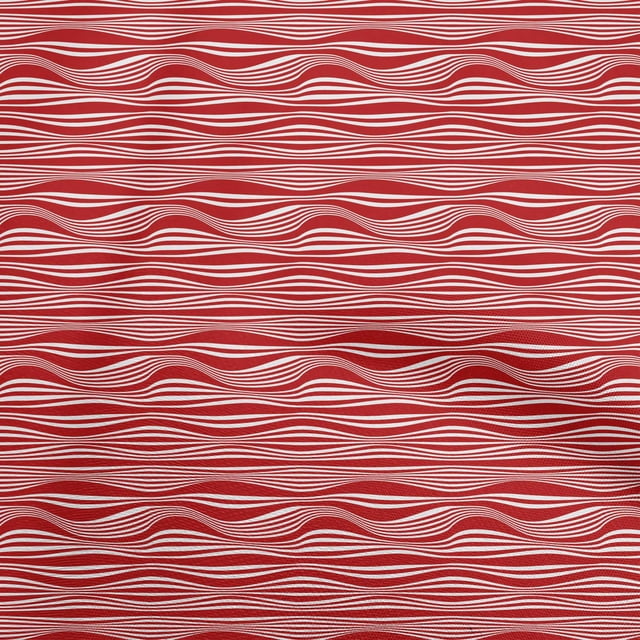 oneOone Tissu Polyester Spandex Rouge à Rayures Abstraites Tissu pour Robe Tissu Imprimé au Mètre 56 Pouces de Large