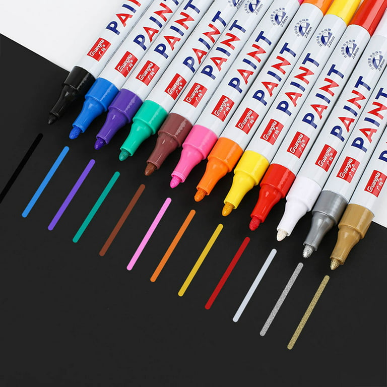 School Supplies Deals！12pc Paint Marker Pens,Permanent Oil Based Paint  Markers for Metal Wood,Paint Pen Marker Color Oily Marker Pen Tire Ceramic  Paint Touch-up Pen Craft Pen1ml 