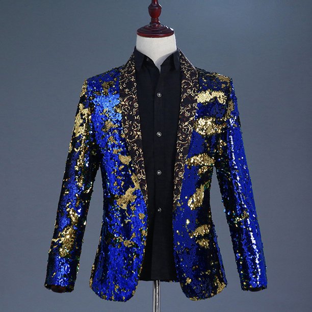 Traje de cuello vuelto con lentejuelas para hombre, traje para actuación en el escenario, club nocturno, bar, DJ, cantante, presentador, top moderno