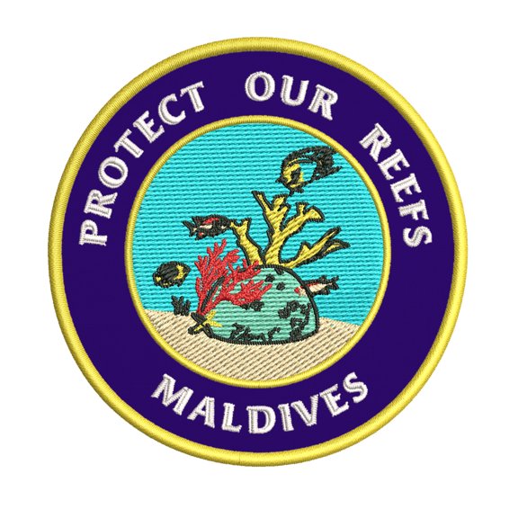 Protect Our Reefs! Maldives 3.5 Inch Iron Or Sew On Embroidered Fabric Badge Patch Ocean Beach, Salt Life Iconic Series