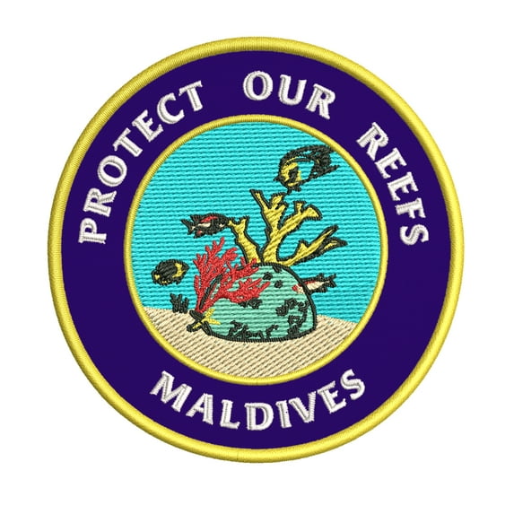 Protect Our Reefs! Maldives 3.5 Inch Iron Or Sew On Embroidered Fabric Badge Patch Ocean Beach, Salt Life Iconic Series