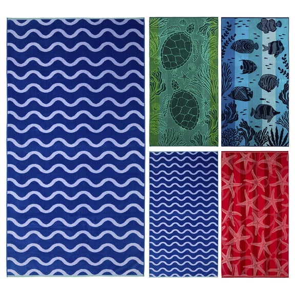 Ozdilek Blue Depth 40x72 Turkish Cotton Beach Towel – 100% Cotton, Luxury Quick Dry, Extra Large, Soft Beach Towel , Absorbent, Fade-Resistant, Poolside, Spa, Oversized (Blue Depth)