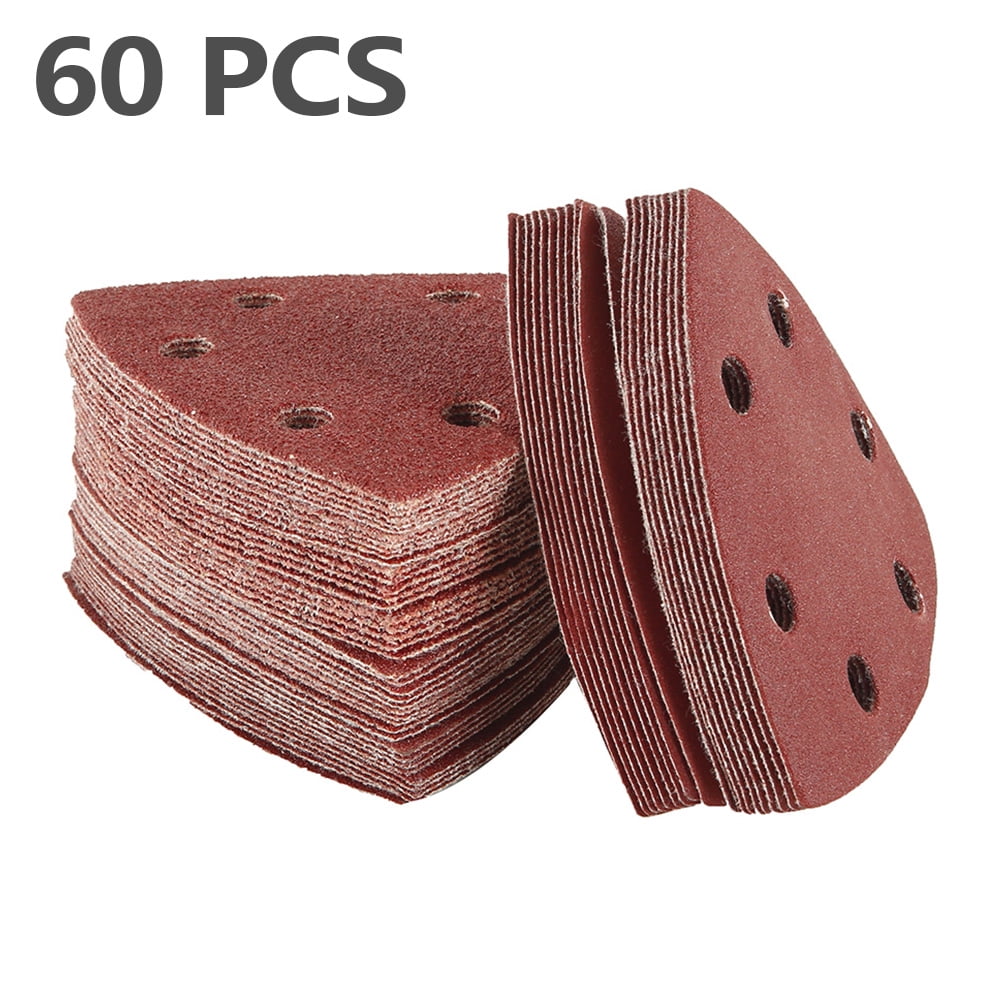 Triangle Delta Sanding Pads Sheets Palm 90mm Mouse Hook and Loop Sandpaper 60PCS 