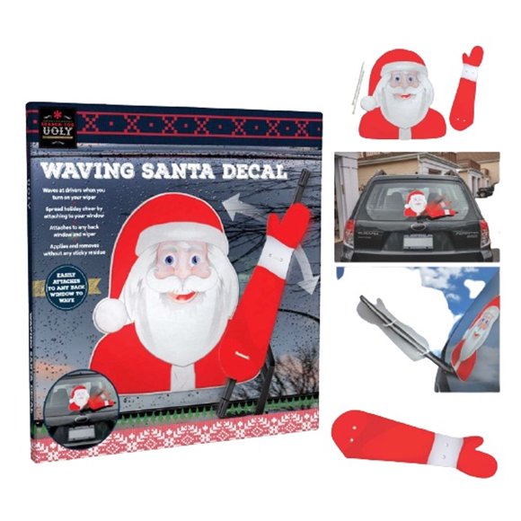 Ondulant Santa Decal- Essuie-Glace de Fenêtre de Voiture Noël Décoration de la Maison Essuie-Glace Autocollants Noël Décorations de Voiture de Noël