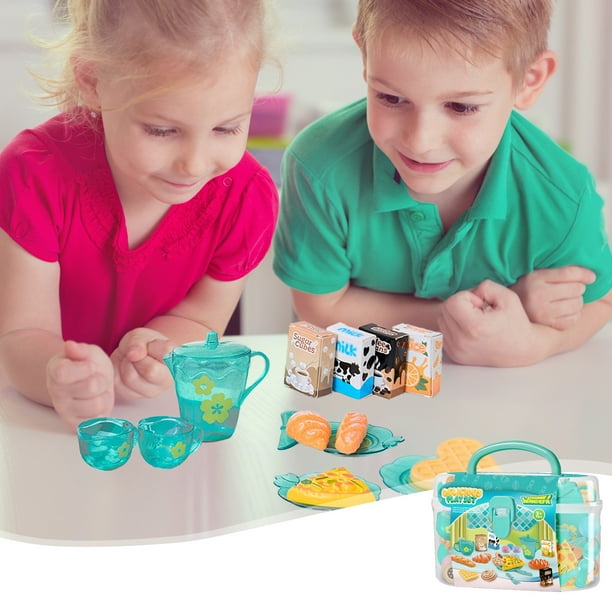 Xihbxyly Ventas Compras En Línea 25 Piezas de Cocina, Juegos de Té, Cajas de Almacenamiento de Juguetes, Juegos de Té Simulados, Postres, Comida, Juguetes de Niños, Regalo de Cumpleaños