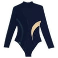 thumbnail image 6 of YONGHS Womens Shiny Rhinestone Long Sleeve Ballet Dance Leotards Gymnastics Bodysuit Top Navy Blue XXL, 6 of 7