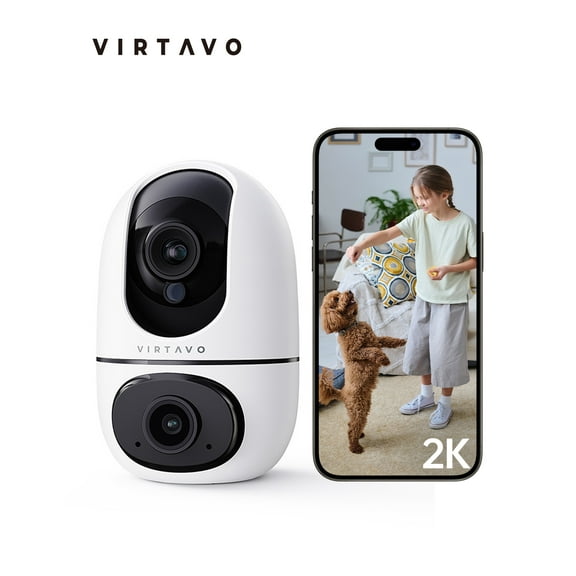 Virtavo XD1 Wireless Indoor Home Security Camera, Baby Monitor & Pet Cam with 360° Ptz, Motion Tracking, Recording, Night Vision, 2-Way Audio, Safety Alerts