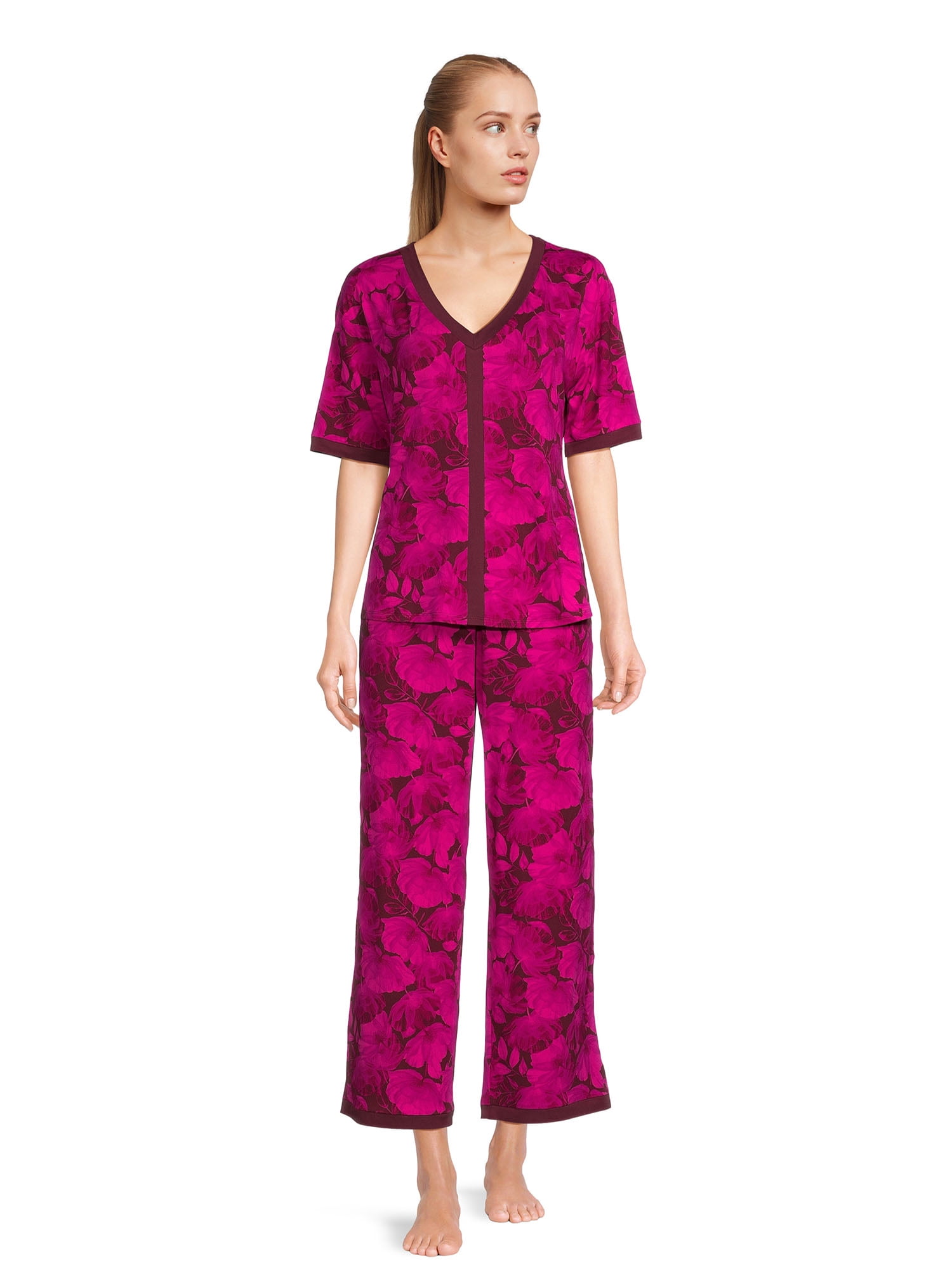 The Pioneer Woman Short Sleeve Top with Pant Pajama Set, Women’s, 2-Piece