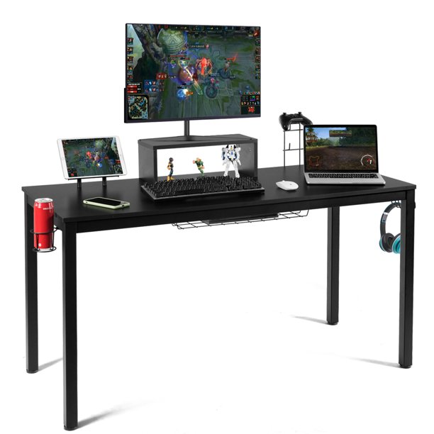 Costway 55 Inch Gaming Desk Racing Style Computer Desk With Cup Holder Headphone Hook Walmart Com Walmart Com