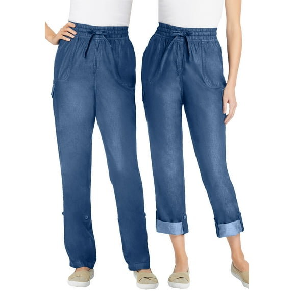 Woman Within Plus Size Convertible 2-in-1 Cargo Pant & Capri Elastic Waist