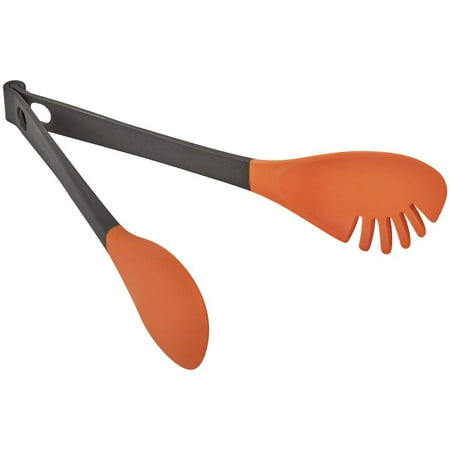 

cusinine 2-in-1 Silicone Food Tongs for Cooking and Serving Pasta Salad Meat and Vegetables Fork and Spoon Spatula Grips Heat Resistant Non-Stick C49