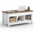 thumbnail image 6 of Pemberly Row Solid Wood Lift Top Coffee Table with Storage Shelves in White, 6 of 12