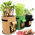 thumbnail image 4 of Bolsa de cultivo plegable para patatas, fresas y tomates, color marrón, tamaño mediano (30D*35H), 26 litros. Fabricada en tela no tejida de alta calidad, con ventana de observación para monitorear el, 4 of 6