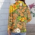 thumbnail image 5 of Womens Hawaiian Shirts Long Sleeve Tropical Print Button Down Shirts Casual Summer Beach Blouses, 5 of 5