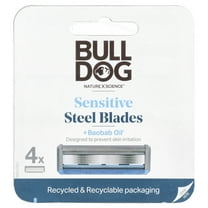 Bulldog Skincare For Men Sensitive Steel Shaving Blades   Baobab Oil, 4 Cartridges