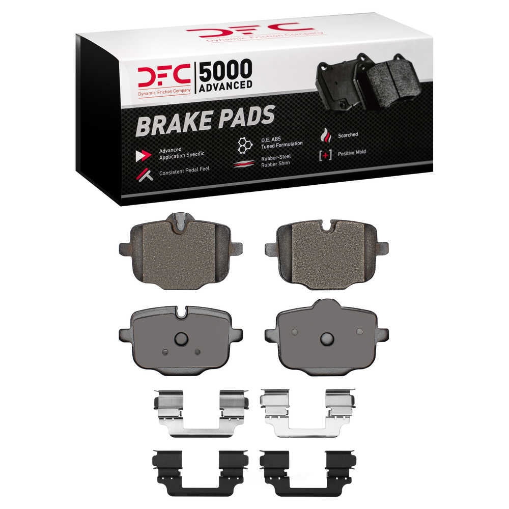 Dynamic Friction Company 1553-1850-01 DFC 5000 Advanced Brake Pads - Low Metallic and Hardware Kit