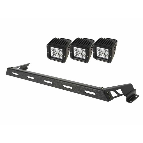 Rugged Ridge by RealTruck Light Bar for Wrangler JK | Hood Mounted, Textured Black, 3 Square | 11232.11 | Compatible with 2007-2018 Jeep Wrangler JK