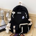 thumbnail image 4 of Mochila informal para mujer, mochilas escolares de moda con colgante de medalla para deporte (negro), 4 of 7