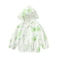 thumbnail image 2 of Children's Sun Clothing Girls Boys Thin Breathable Coat Baby Sun Clothing Summer Children Sun Shirt Air Conditioning Shirt Cute Print Coat with Hood for Girls Green 6-7 Years, 2 of 3