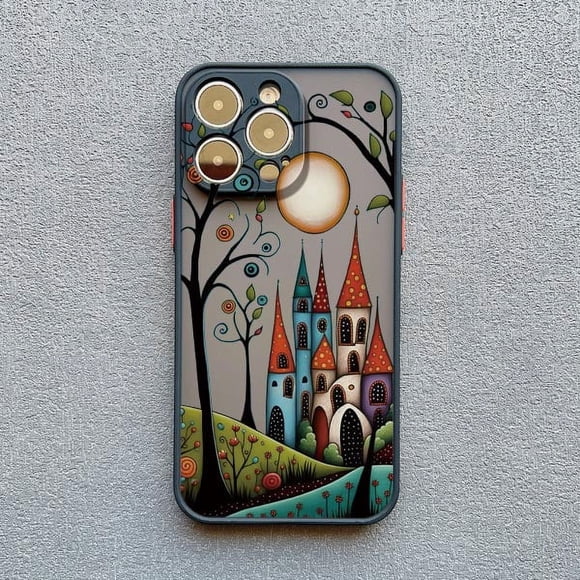 Hand Painted Forest House Phone Case For iphone 15 14 Pro Max Plus 11 13 12 Pro Max Mini X XR XS 7 8 Plus Shockproof Back Cover JIANGLANG