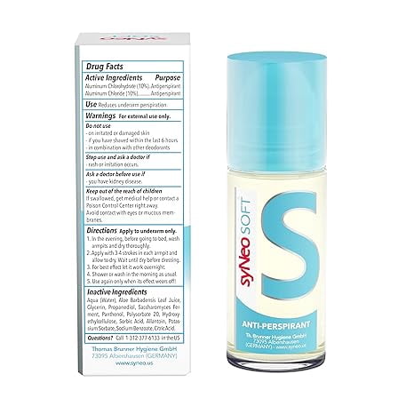syNeo SOFT Antiperspirant Roll-On without alcohol, Halal certified, Anti Sweat Deodorant for men and women against heavy sweating, Anti-Transpirant antiperspirant Roll-On Deodorant, 1 pack 1.69 fl.oz.