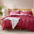 thumbnail image 1 of Housse de Couette Rouge Taille Grand - Ensemble de Housse de Couette Double Brossée Douce, 3, 1 of 9