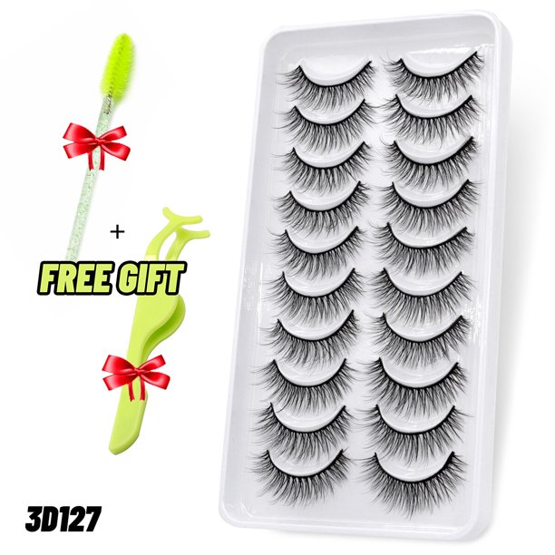 GROINNEYA-3D False Mink Lashes Fluffy Soft Slim Volume Natural Long False Lashes Maquillaje reutilizable 5 pares 10 pares hola suerte unisex