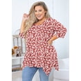 thumbnail image 2 of SHOWMALL Plus Size Shirt for Women 3/4 Sleeve Clothes Maple Leaf 4X Blouse Swing Top Crewneck Maternity Loose Clothing for Leggings, 2 of 6