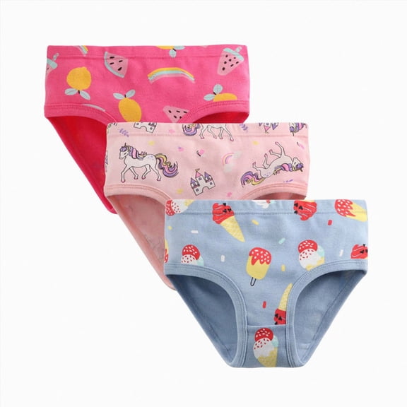 WUANDIXFA Girls Cotton Underwear 2T 3T 4T 5T 6T 7T 8T Little Girls' Soft Cotton Underwear Kids Cool Breathable Comfort Panty Briefs Toddler Undies (Pack of 3),Blue,2-3 Years
